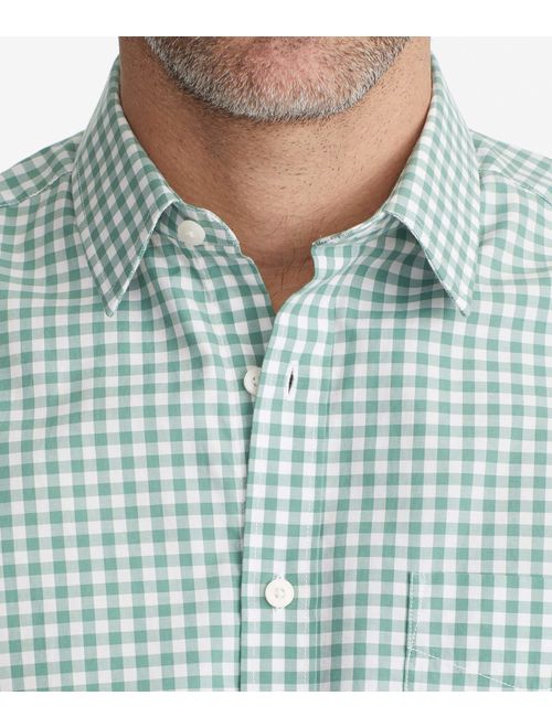 UNTUCKit Voss Untucked Shirt for Men - Short Sleeve - Green & White Gingham