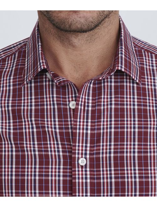 UNTUCKit Chevalier - Untucked Shirt for Men Long Sleeve, Wrinkle-Free, Red Navy & White Plaid