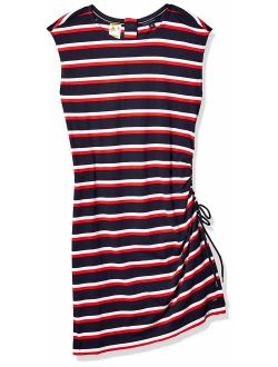 Women's Adaptive Striped Dress with Magnetic Closure at Neck