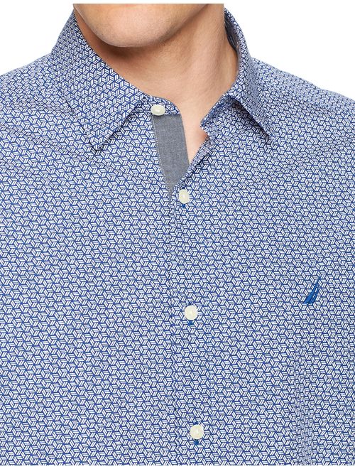 Nautica Men's Short Sleeve Signature Print Button Down Shirt