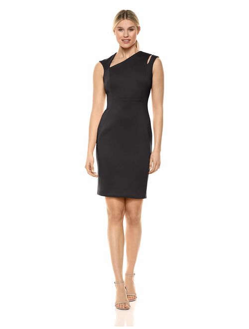 Calvin Klein Women's Sleeveless Sheath with Asymmetrical Neckline Dress