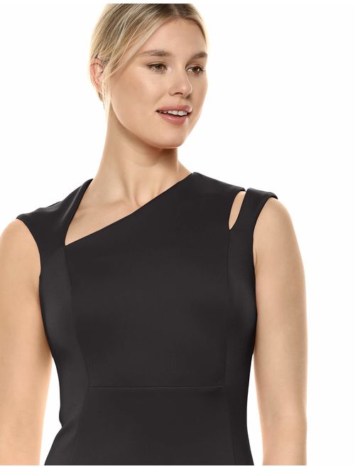 Calvin Klein Women's Sleeveless Sheath with Asymmetrical Neckline Dress