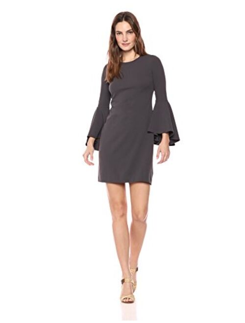 Calvin Klein Women's Solid Sheath with Cascading Bell Sleeves