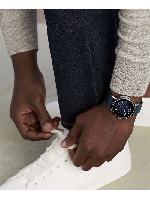 Movado Connect 2.0 Unisex Powered with Wear OS by Google Stainless Steel and Navy Velcro Fabric Smartwatch, Color: Navy (Model: 3660030)