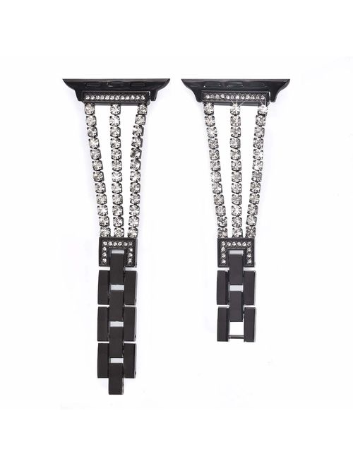 Watch Straps compatible Apple Watch 38mm/40mm,Women Glitter Stainless Steel Band,Bracelet with Folding clasps Replacement Wristband for iWactch 40mm Series 4/3/2/1