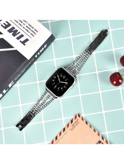 Watch Straps compatible Apple Watch 38mm/40mm,Women Glitter Stainless Steel Band,Bracelet with Folding clasps Replacement Wristband for iWactch 40mm Series 4/3/2/1