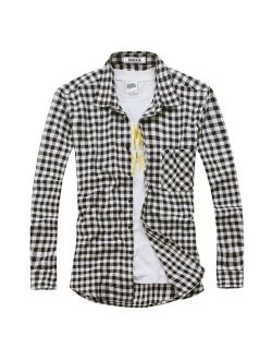 OCHENTA Men's Button Down Plaid Flannel Shirt, Long Sleeve Casual Tops P022 2XL