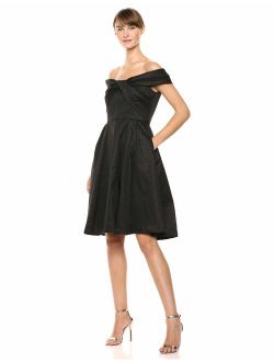 Women's Off The Shoulder Party Dress with Cross Front Bodice
