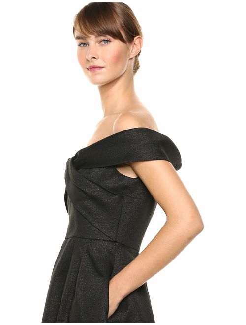 Calvin Klein Women's Off The Shoulder Party Dress with Cross Front Bodice