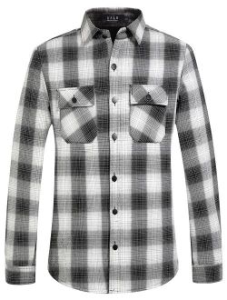 SSLR Men's Cotton Plaid Flannel Thermal Lined Shirt Jacket