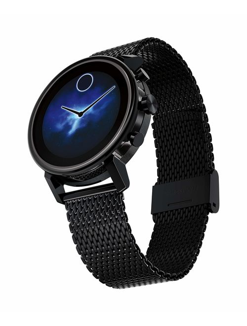 Movado Connect 2.0 Unisex Powered with Wear OS by Google Stainless Steel and Ionic Plated Black Steel Smartwatch, Color: Black (Model: 3660034)