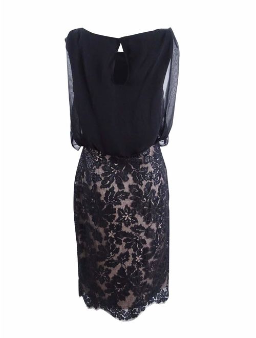 Calvin Klein Womens Lace Contrast Sleeveless Party Dress