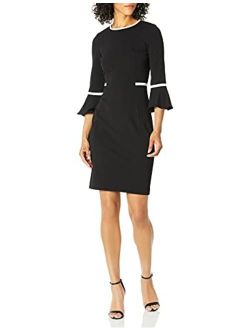 Women's Bell Sleeve Dress with Contrast Piping