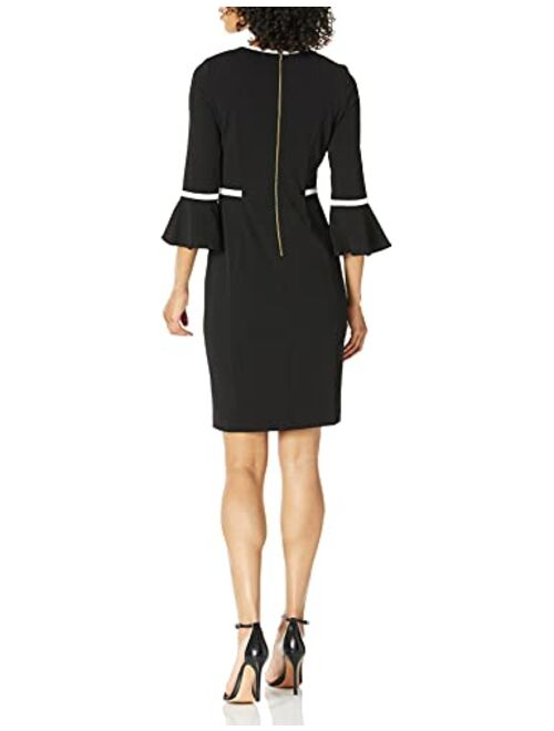 Calvin Klein Women's Bell Sleeve Dress with Contrast Piping