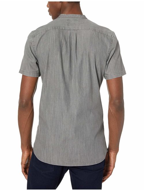 Amazon Brand - Goodthreads Men's Slim-Fit Short-Sleeve Band-Collar Denim Shirt