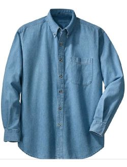 Men's Long Sleeve Denim Shirts in Sizes XS-6XL
