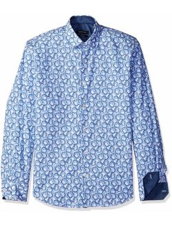 Men's Printed Long Sleeve Shaped Fit Woven Shirt