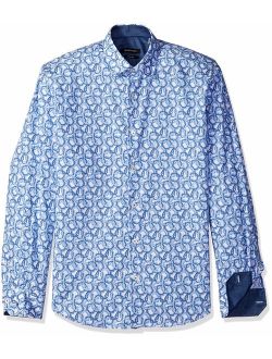 Men's Printed Long Sleeve Shaped Fit Woven Shirt