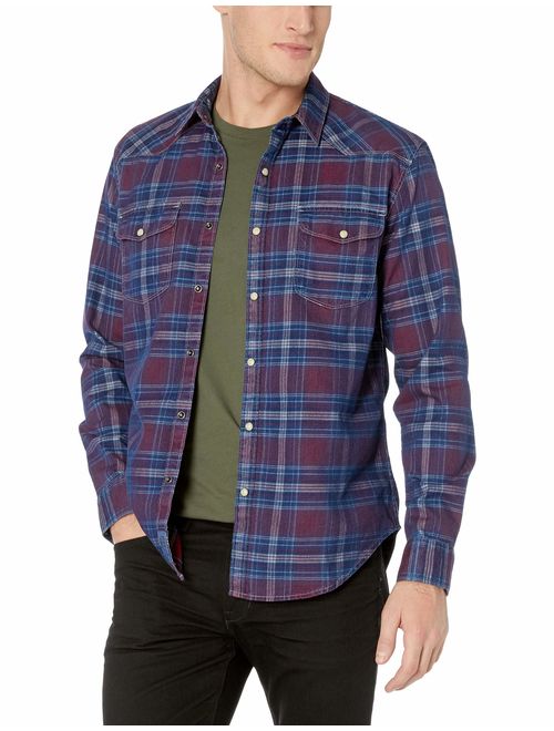 Lucky Brand Men's Long Sleeve Santa Fe Western Button Up Shirt in Red Plaid