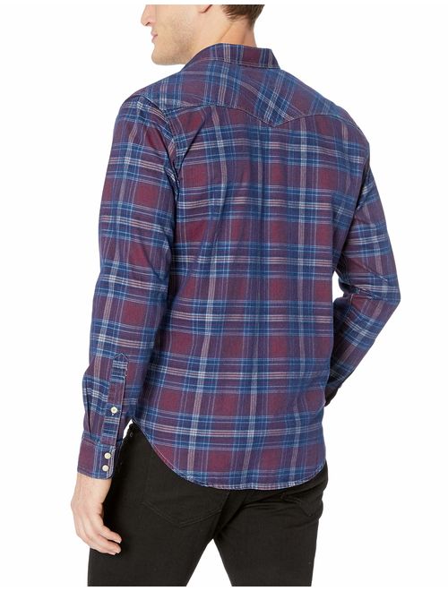 Lucky Brand Men's Long Sleeve Santa Fe Western Button Up Shirt in Red Plaid