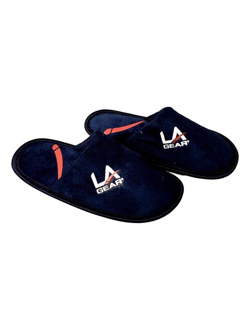 LA Gear Boys Slide Fleece Plush House Slippers (Small, Navy)