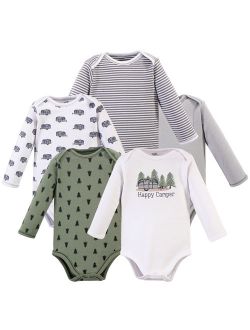 Touched by Nature Baby Boy Long-Sleeve Organic Bodysuits, 5-Pack