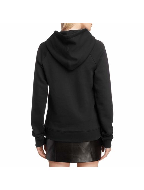 Women's Cute Style Long Sleeve Gray Black Pullover Sweatshirt with Kangaroo Pocket