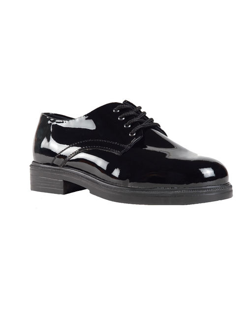 Sixka Men's Oxford Military Leather Black High Gloss Shoes