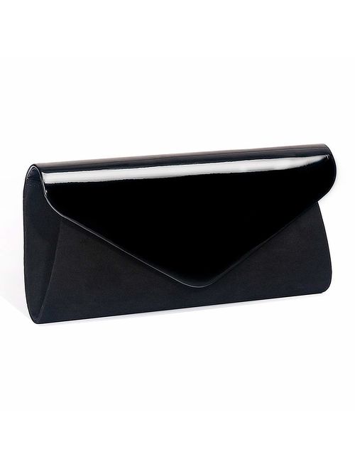 Patent Leather Clutch Classic Purse WALLYNS Evening Bag Handbag With Flannelette 