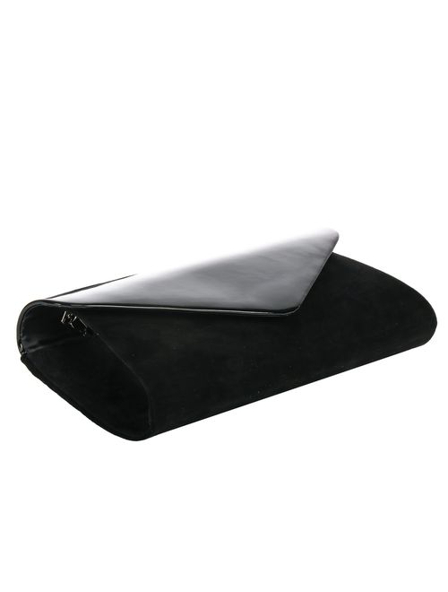 Patent Leather Clutch Classic Purse, WALLYN'S Evening Bag Handbag With Flannelette