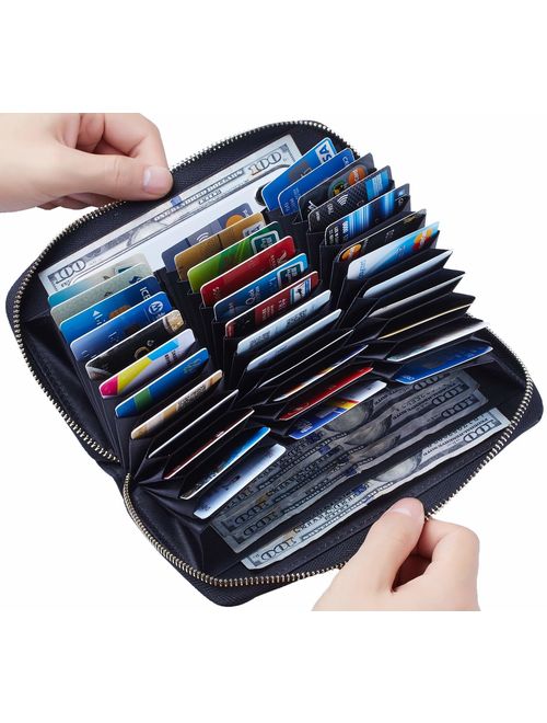 Travelambo Large Capacity Leather RFID Multi Card Wallet for Women