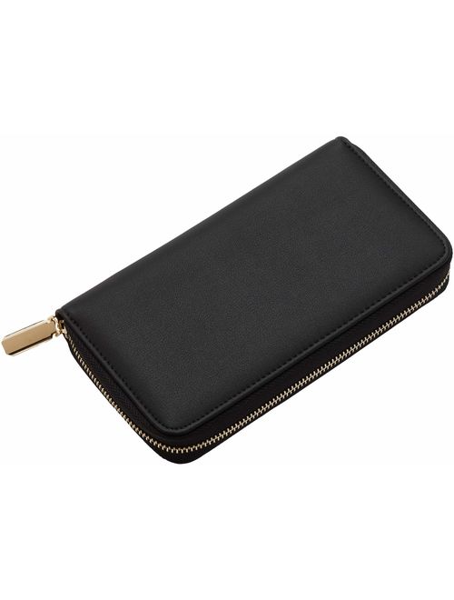 Travelambo Large Capacity Leather RFID Multi Card Wallet for Women