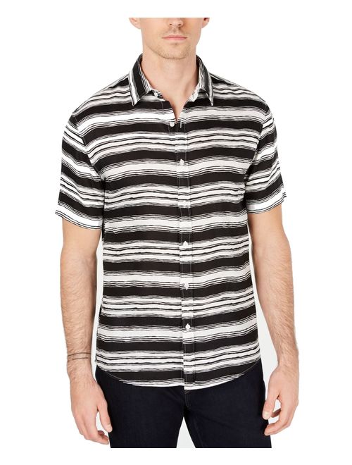 Michael Kors Mens Shirts White Small Button-Front Striped S