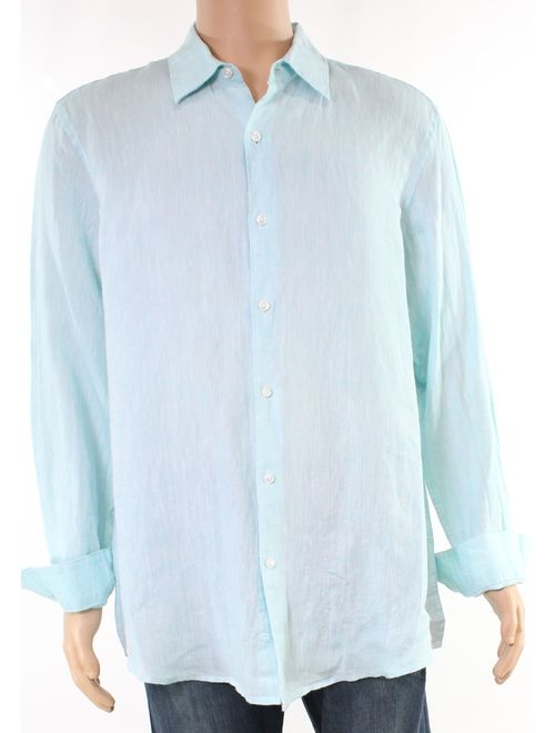 Tasso Elba Mens Medium Cross-Dyed Button Down Shirt