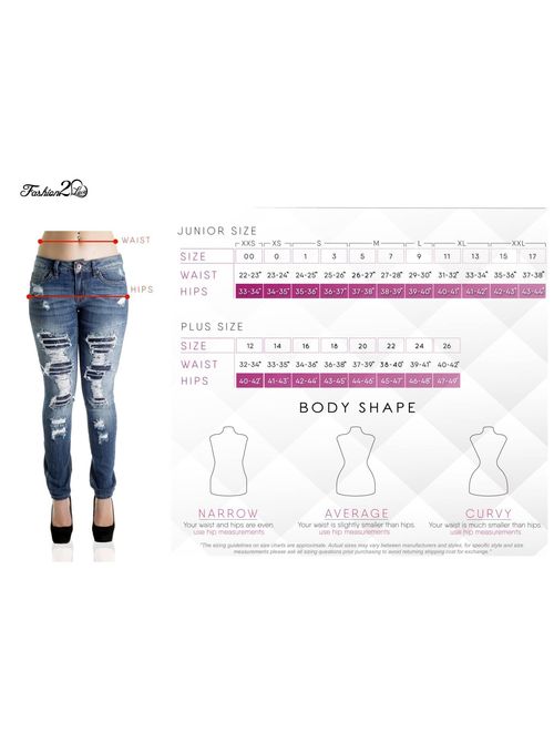 Women's Juniors, Destroyed Ripped, Butt Lift, Push Up, Mid Waist, Skinny Jeans
