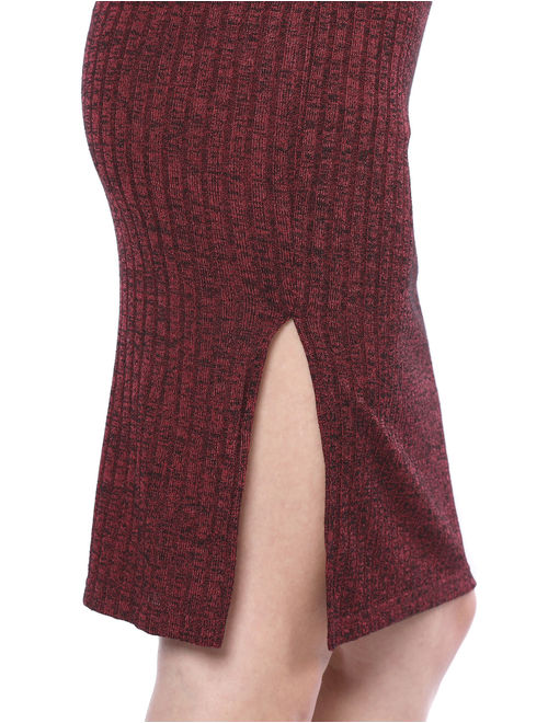 Unique Bargains Women's Elastic Waist Split Side Business Knit Skirt