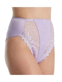 Women's Valmont 2320 Embroidered Lace and Satin Hi-Cut Brief Panties