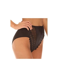 Women's Valmont 2320 Embroidered Lace and Satin Hi-Cut Brief Panties