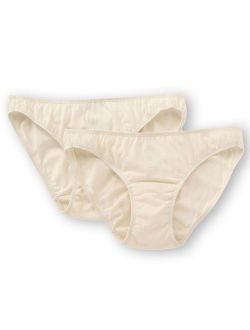 Women's Cottonique W22206C Natural Organic Cotton Bikini Brief Panty - 2 Pack
