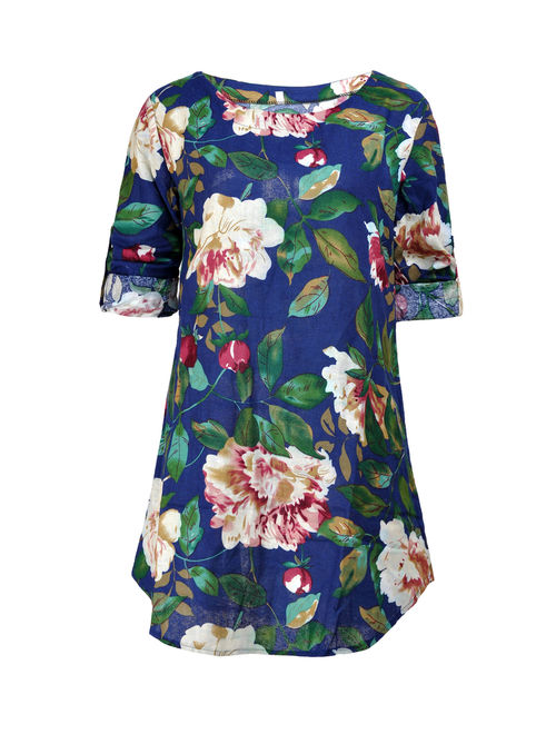 Short Sleeve Dress for Women Midi Dress Floral Print Summer Boho Casual Prom Party Loose Tunic Shirt Top