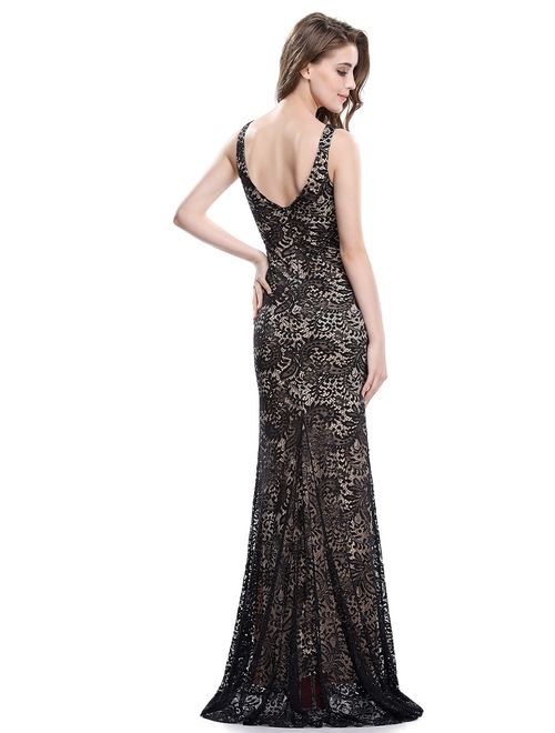 Ever-Pretty Womens Sexy Lace Fish Tail Evening Dresses for Women 08859 Black US4