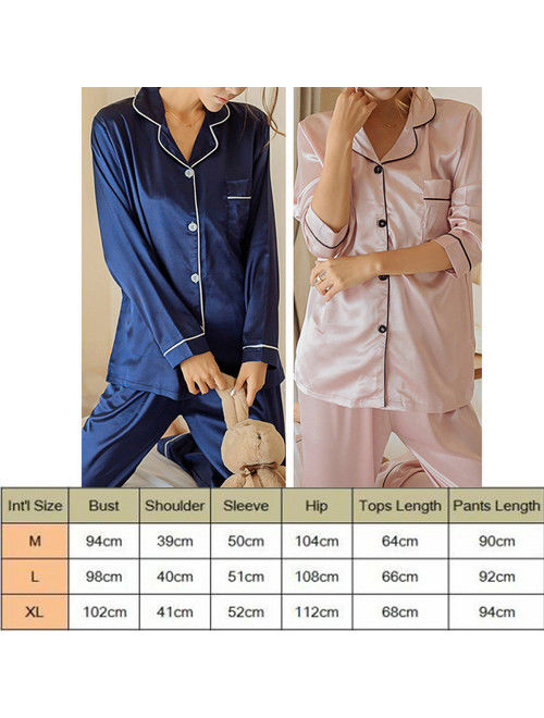 Hirigin Women Autumn Casual Ladies Solid Long Sleeve Sleepwear Nightwear Homewear Pajamas Set Green Size M