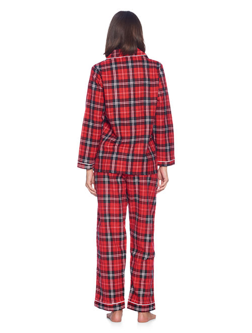 Casual Nights Women's Flannel Long Sleeve Button Down Pajama Set