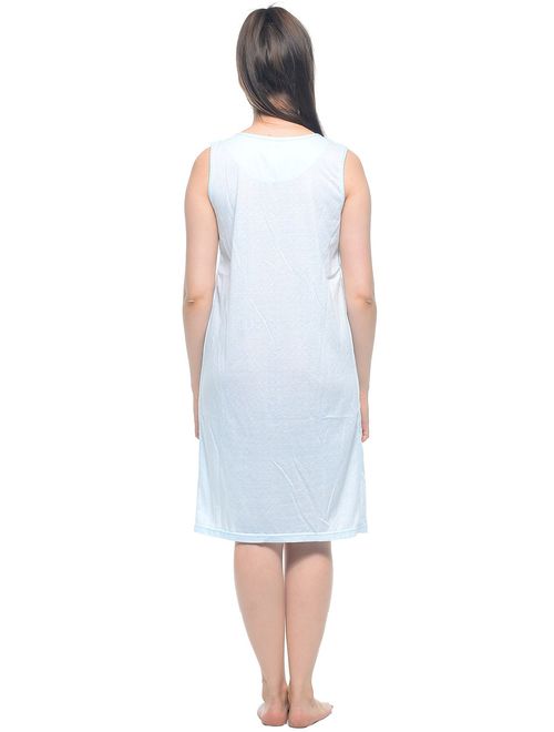 Casual Nights Women's Sleeveless Embroidered Pointelle Nightgown