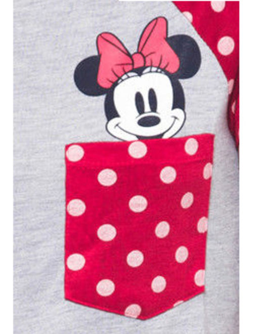 Disney Minnie Mouse Pocket Polka-Dot T-Shirt Red Gray (Juniors)
