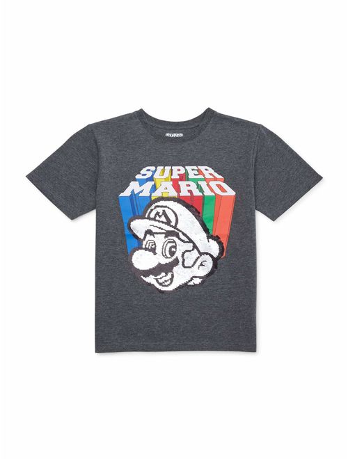 Super Mario Bros. Boys 4-14 Flip Sequin T-Shirt