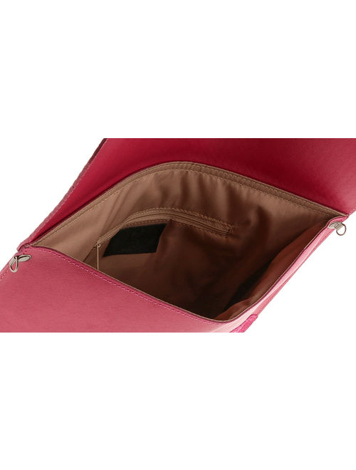 HS1154 FU FULVIA Fuschia Leather Clutch/Shoulder Bag