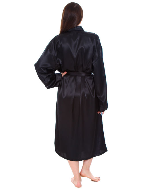 Silk-Like Elegant Bathrobe For Women And Men Home - Black - Father's Day Sales