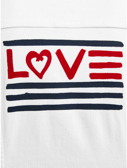 EV1 from Ellen DeGeneres Love Flag Denim Jacket Women's
