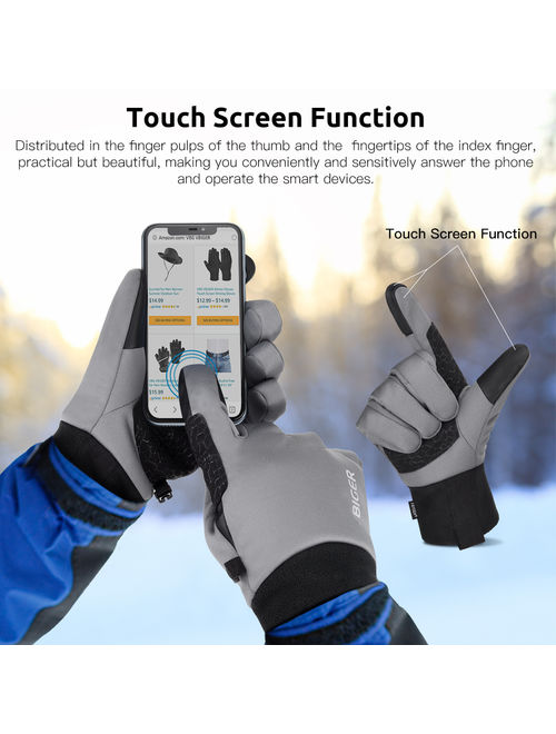 Winter Gloves for Women Men Touch Screen Gloves Anti-slip Sport Gloves for Running, Climbing, Skiing, Cycling, Grey, S